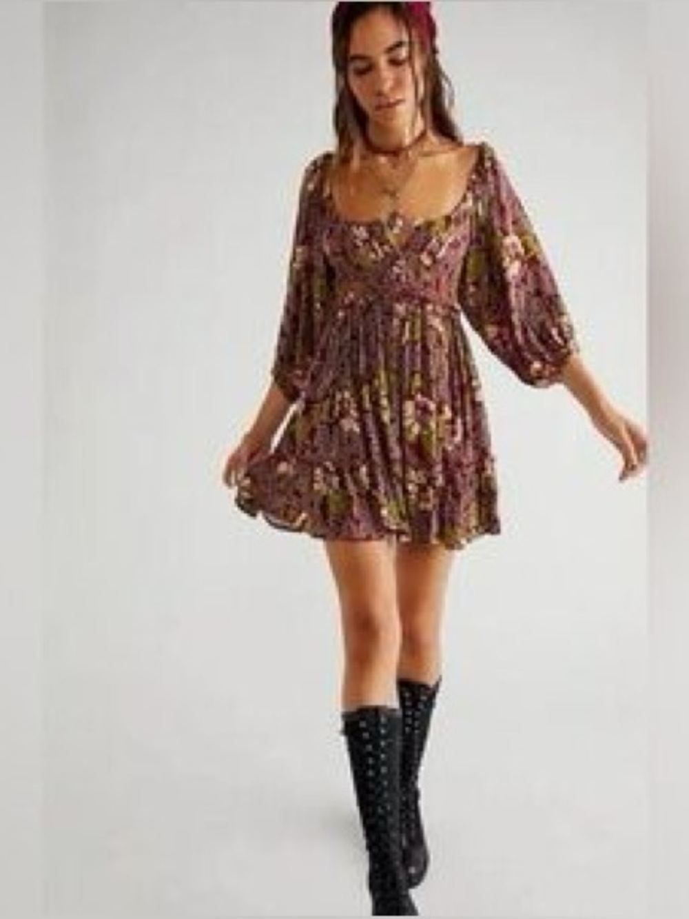 Free People Summer Picnic Printed Mini Dress